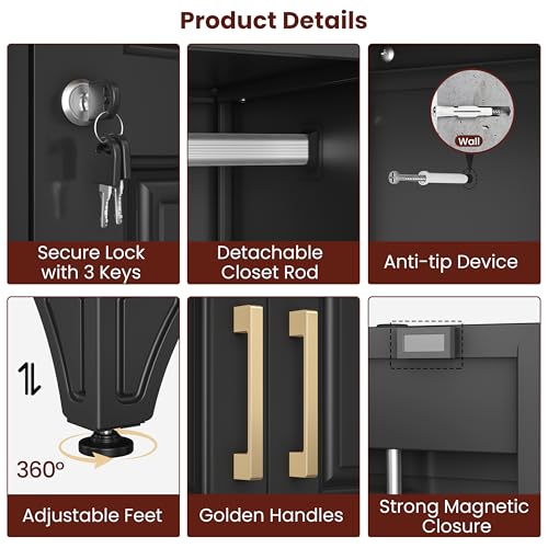 71" Tall Armoire Wardrobe Closet with Lock & Doors