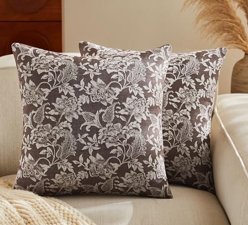 Floral Jacquard Throw Pillow Covers Set of 2 (2 Count)