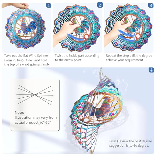 Rooster Wind Spinner for Yard and Garden