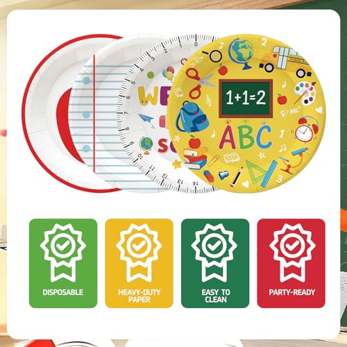 48 PCS Back to School Paper Plates 7 inch (50 Count)