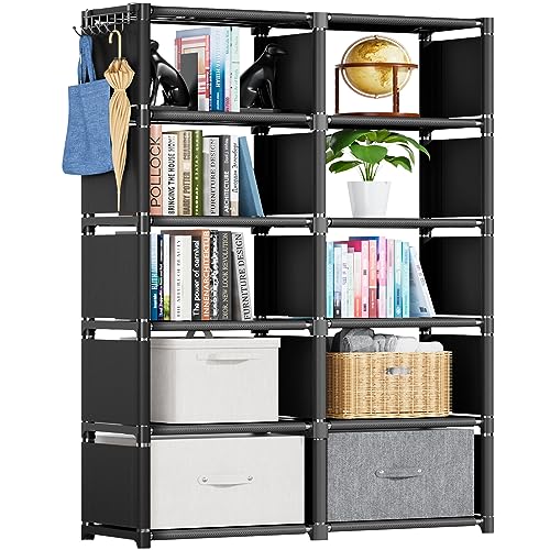 Black Book Shelf 10 Cube Storage Organizer Bookcases Closet (10 Count)