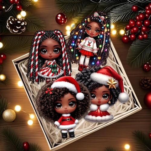16 Pcs African American Girl Christmas Ornaments (16 Count)