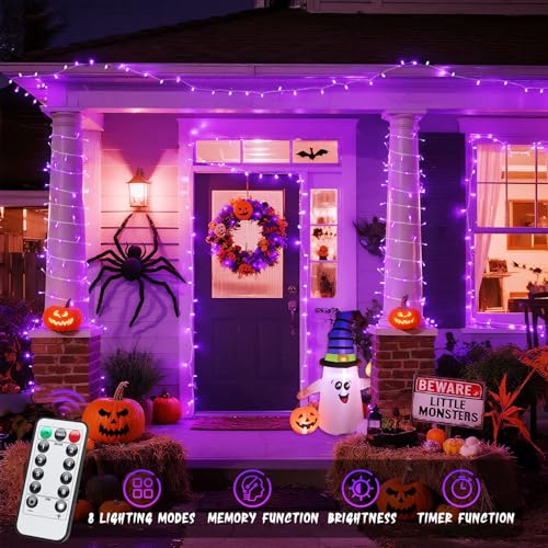 33ft 100 LED Purple Halloween Lights Battery Operated (100 Count)