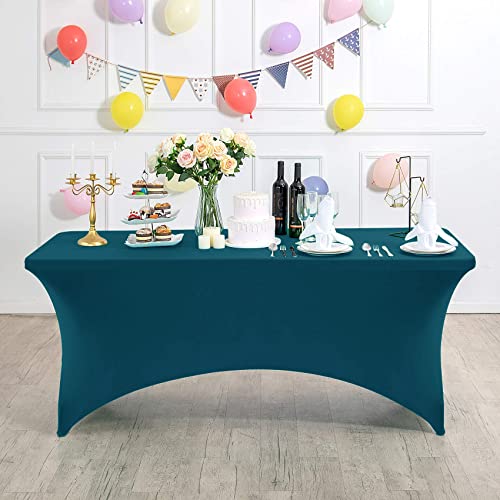 Spandex Table Cover for 4FT or 6ft or 8ft Table Universal Fitted Stretch Tablecloth for Party