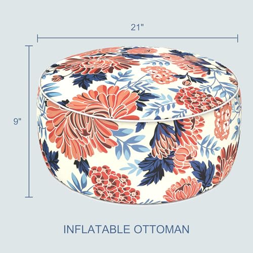 Indoor Outdoor Inflatable Ottoman with Handle D21 x H9 Inch