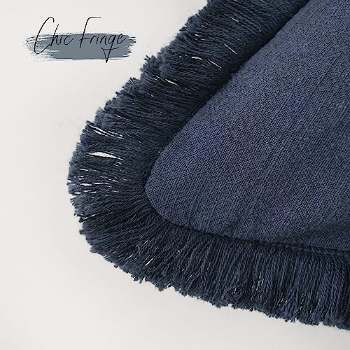 Decorative Linen Fringe Throw Pillow Covers 18×18 Inch (2 Count)