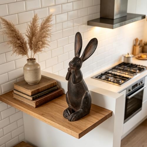 Bunny Garden Decor 11 Inch Brown Resin Rabbit Outdoor Statue