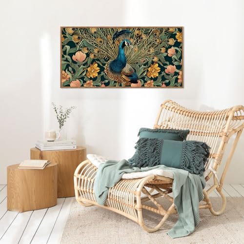 Boho Peacock Framed Canvas Wall Art