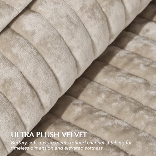 Stripe Channel Luxury Velvet Quilt Set Queen Size