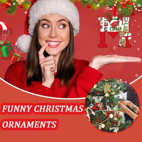 Mtruil 14Pcs Merry Christmas Alphabet Xmas Ornaments Elk Hat Hanging