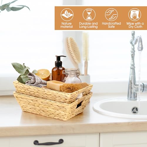 3 Pack Water Hyacinth Trapezoid Wicker Storage Baskets (3 Count)