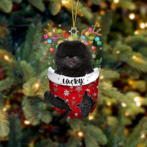Black Pomeranian Dog Christmas Ornament