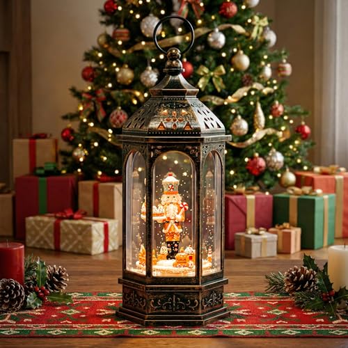 12.8'' Christmas Gingerbread Nutcracker Snow Globe Lantern