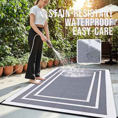 Outdoor Rug 9x12 ft Waterproof Reversible Mat