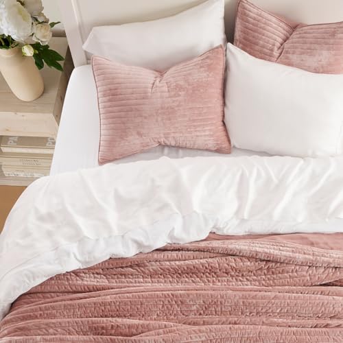 Stripe Channel Luxury Velvet Quilt Set King Size