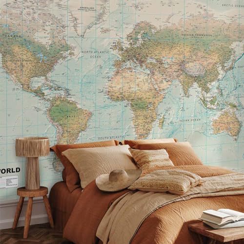 Wall Mural World Map 116x83 in (66.41 Sq Ft)