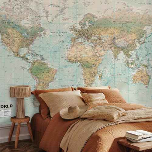 Wall Mural World Map 157x110 in (120.55 Sq Ft)