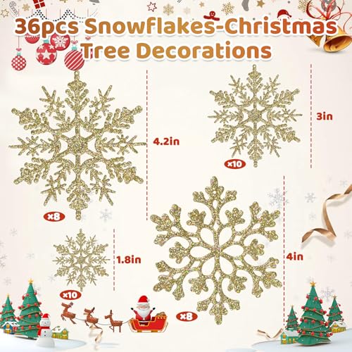 Christmas Tree Decorations Snowflake Ornaments (36 Count)