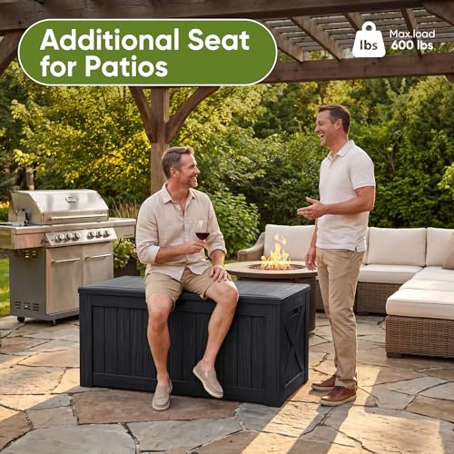 Resin Deck Box 120 Gallon Waterproof Large Outdoor Storage Box