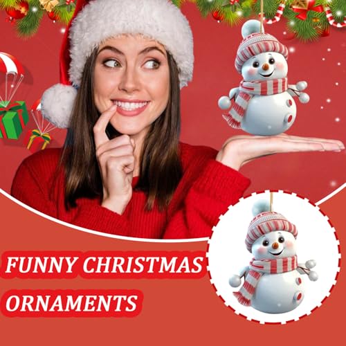 Funny White Snowman Christmas Tree Hanging Ornaments 5 Pcs