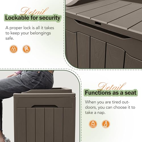 31 Gallon Resin Deck Box All Weather Outdoor Storage Boxes for Patio Furniture Set