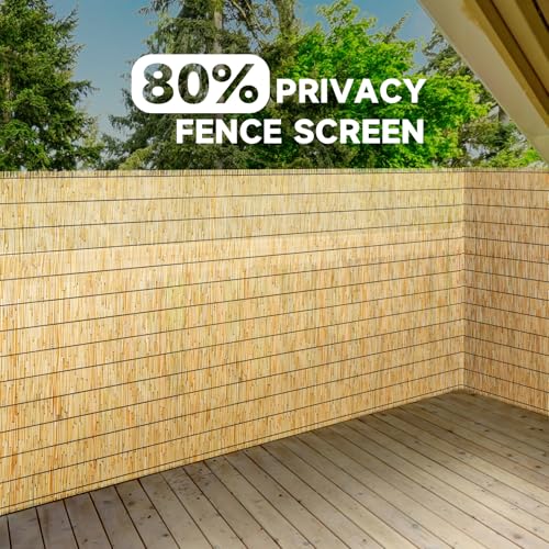 Reed Fencing Rolls Natural Bamboo Fence 4 Feet High Privacy Screen Curtains Fence for Balcony Patio Garden Backyard Shades Outdoor 4FT X 16.4FT （Yellow） (65.6 Sq Ft)