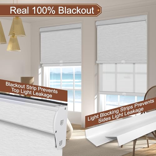 Cordless Dual Roller Shades. White.36 W x 36" H