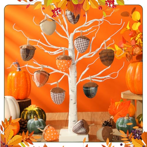 12 Pcs Fall Felt Acorn Ornaments Thanksgiving Hanging Decor (12 Count)