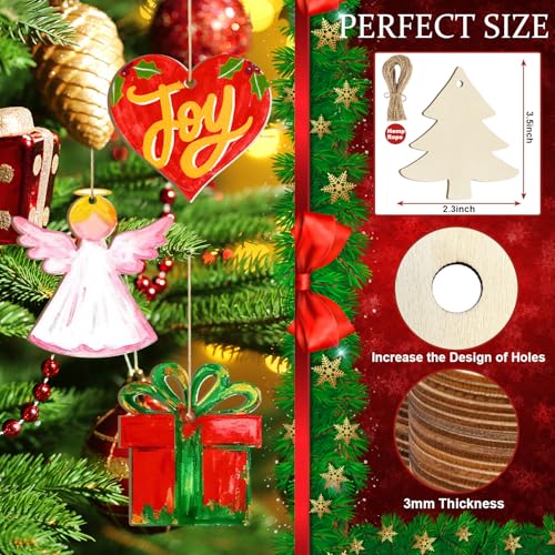 36PCS Wooden Christmas Ornaments to Paint (36 Count)
