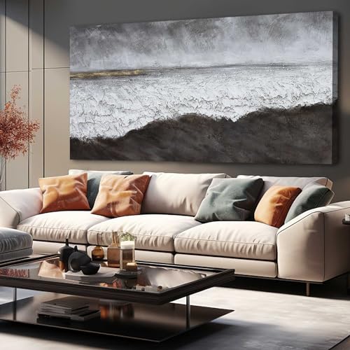 Black Canvas Artwork For Living Room Abstract Wall Decor Picture on Canvas Large Size Hallway Decor Office Dining Room Decorative Wall Art 29"x58" Ready to Hang