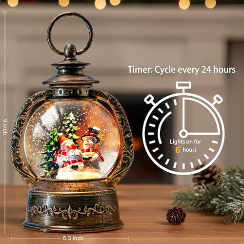 Christmas Snow Globe Water Lantern with Snowman Choir Scene Battery Operated or USB Powered Musical Lighted Holiday Decoration for Tabletop Display for Family and Friends