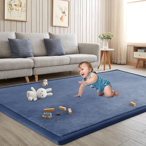 Baby Play Mat for Floor Nursery Rug Muscle Mat Area Rug Playroom Rug 71"x79" Playpen Mat Elastic Foam 1.3" Thick Crawling Mat for Babies