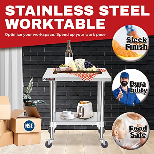24x30 NSF Stainless Steel Cart Work Table (672 Ounce)