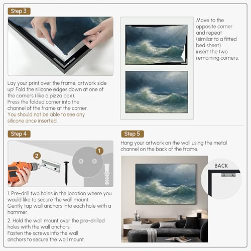 46"x72" Extra Large Framed Wall Art Dramatic Ocean Waves with Stormy Sky and Seagulls for Home Living Room Bedroom Decor