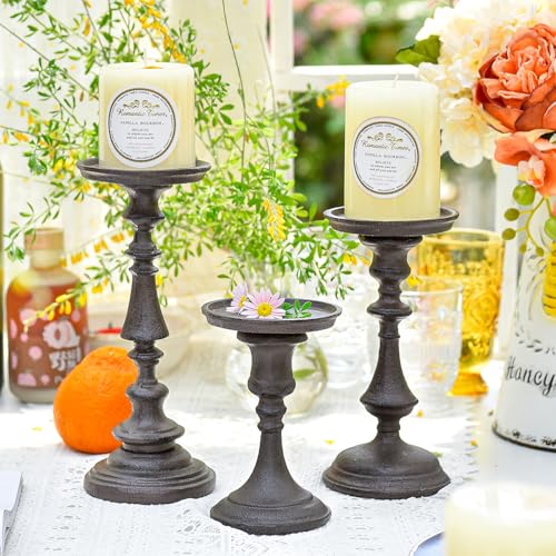 Rustic Cast Iron Pillar Candle Holder