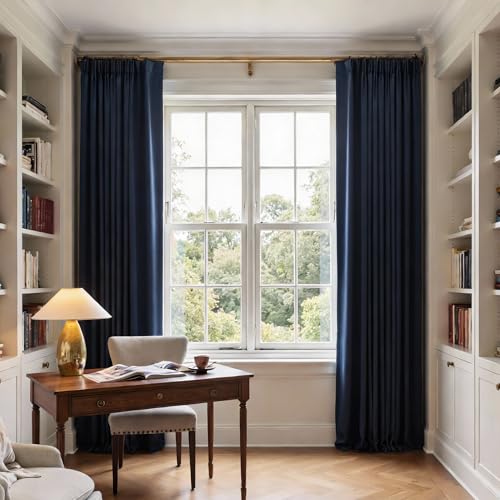 102 Inch Blue Curtains Blackout Drapes for Living Room (2 Count)