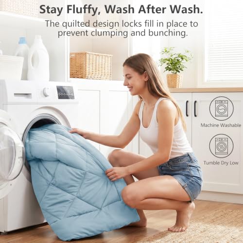 Full Comforter Set 82"x86" Light Blue
