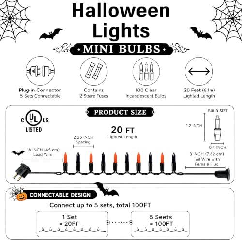 Purple and Orange Halloween Lights (21 Foot)