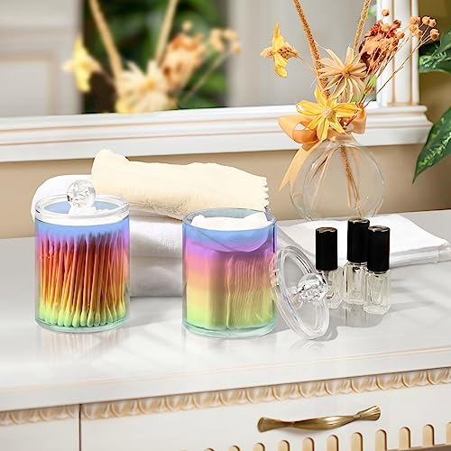Rainbow Pastel 2PC Airtight Transparent Plastic Storage Jar Food Storage Container Plastic for Food Herbs Tea etc with Storage Lid easy to use and clean With lid Easy To Use (2 Count)