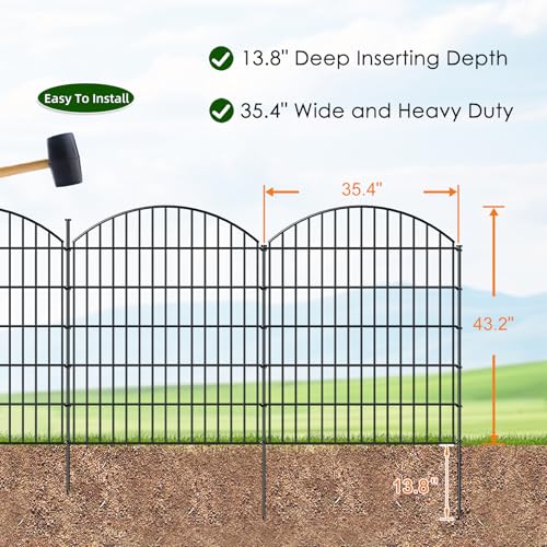 Heavy Duty Metal Garden Fence 43.2 in x 14.75 ft (60.47 Sq Ft)