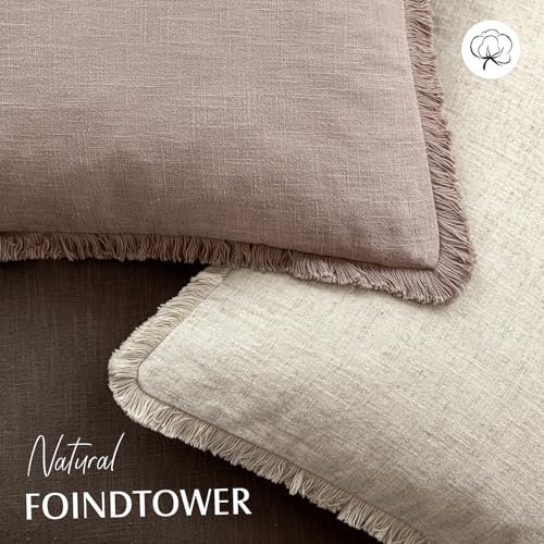 Decorative Linen Fringe Throw Pillow Covers 20×20 Dusty Pink (2 Count)