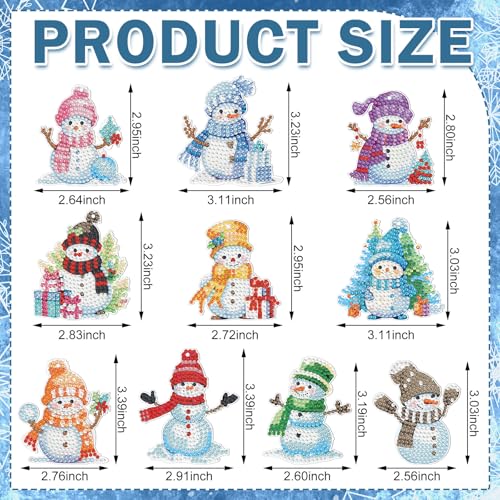 20 Pcs Christmas Diamond Art Ornaments Snowman Painting (20 Count)