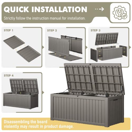220 Gallon Outdoor Storage Box Waterproof Deck Box for Patio