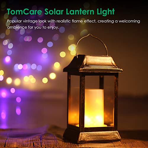 Flickering Flame Solar Lights Outdoor Metal Hanging Lantern (2 Count)