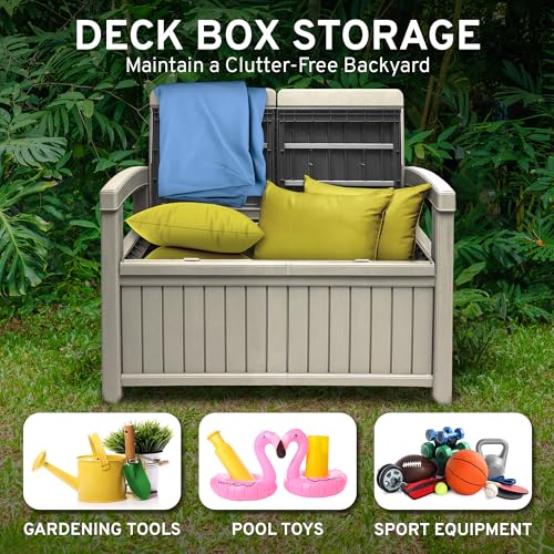 2 Seat Outdoor Storage Bench with Rain Cover