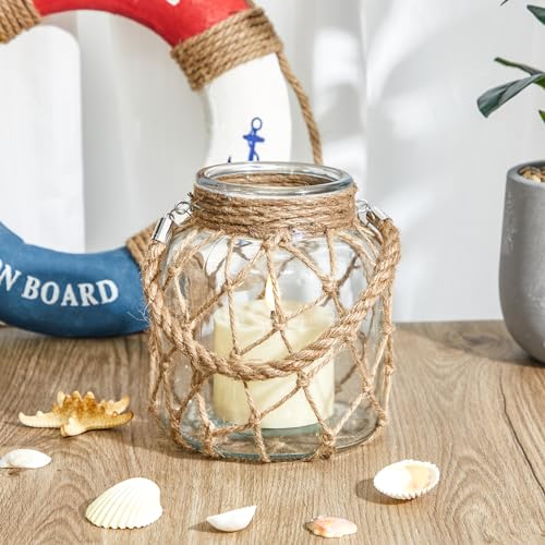 2 Set Nautical Lanterns Rope Handle (2 Count)