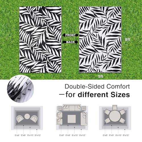 Outdoor Rug 5x8 ft Waterproof Reversible Leaf Mat (40 Sq Ft)