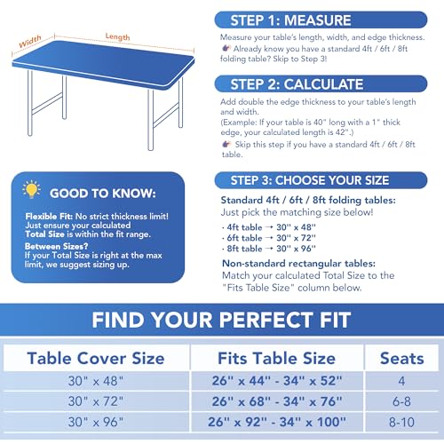 Fitted Tablecloth for 8 Foot Rectangle Tables (6 Count)