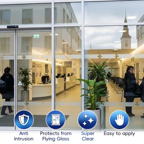 Security Safety Shatterproof Window Film 8 Mil Clear 23.6x78.7in
