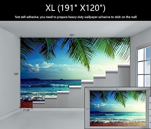 Ocean Mural Wallpaper Large Beach Landscape Wall Mural for Bathroom